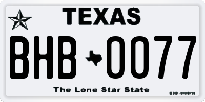 TX license plate BHB0077