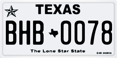 TX license plate BHB0078