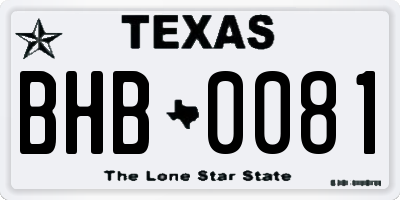 TX license plate BHB0081