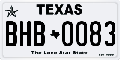 TX license plate BHB0083