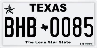 TX license plate BHB0085