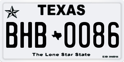 TX license plate BHB0086