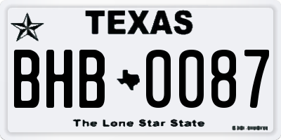 TX license plate BHB0087