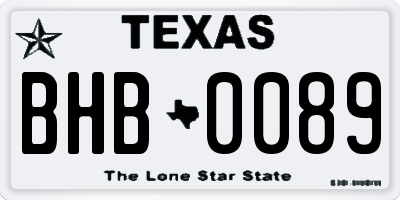 TX license plate BHB0089