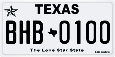 TX license plate BHB0100
