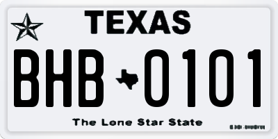 TX license plate BHB0101