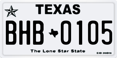 TX license plate BHB0105
