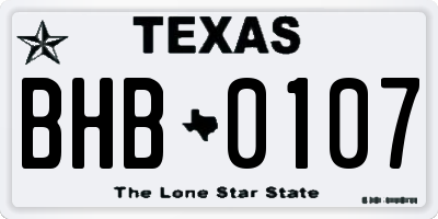 TX license plate BHB0107