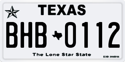 TX license plate BHB0112