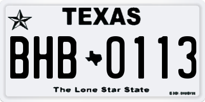 TX license plate BHB0113