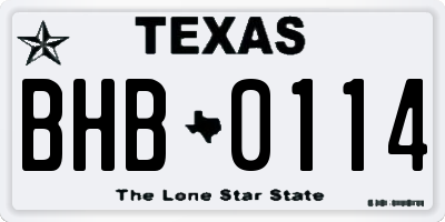 TX license plate BHB0114