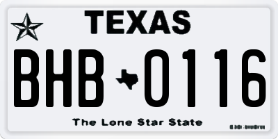 TX license plate BHB0116