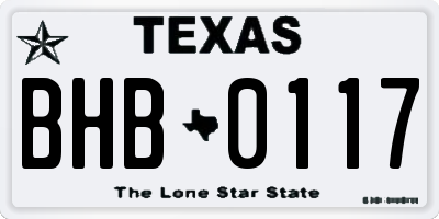 TX license plate BHB0117