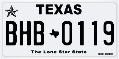 TX license plate BHB0119