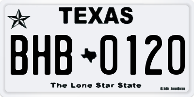 TX license plate BHB0120