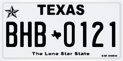 TX license plate BHB0121