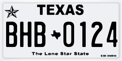 TX license plate BHB0124