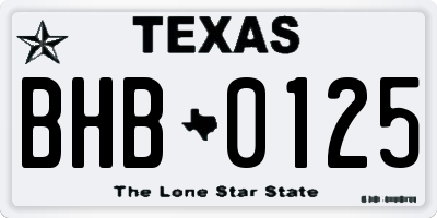 TX license plate BHB0125