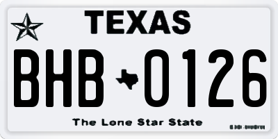 TX license plate BHB0126