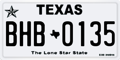 TX license plate BHB0135