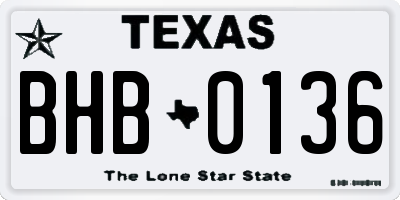 TX license plate BHB0136