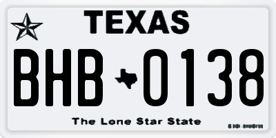 TX license plate BHB0138