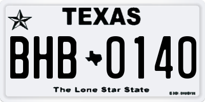 TX license plate BHB0140
