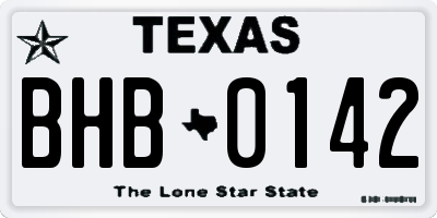 TX license plate BHB0142