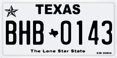 TX license plate BHB0143