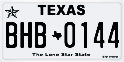 TX license plate BHB0144