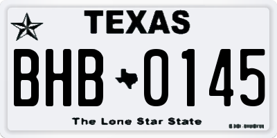 TX license plate BHB0145