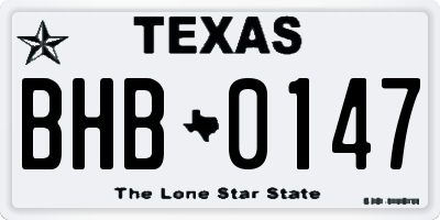 TX license plate BHB0147