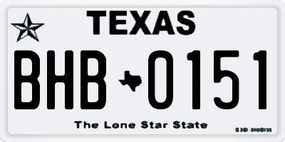 TX license plate BHB0151