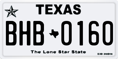 TX license plate BHB0160