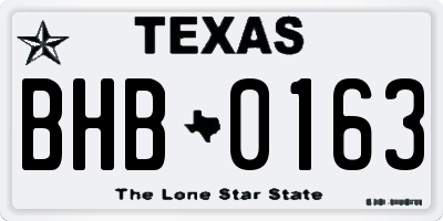 TX license plate BHB0163