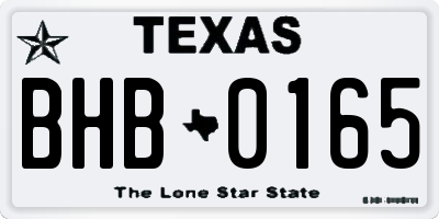 TX license plate BHB0165