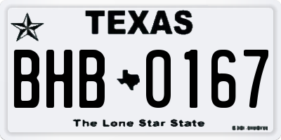 TX license plate BHB0167