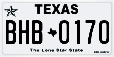 TX license plate BHB0170