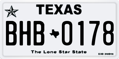 TX license plate BHB0178