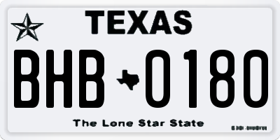 TX license plate BHB0180