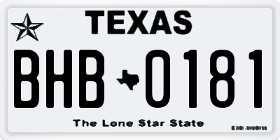 TX license plate BHB0181