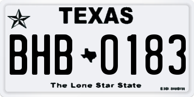 TX license plate BHB0183