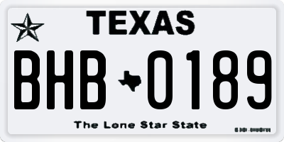 TX license plate BHB0189