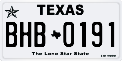 TX license plate BHB0191