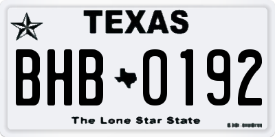 TX license plate BHB0192