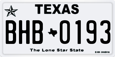 TX license plate BHB0193