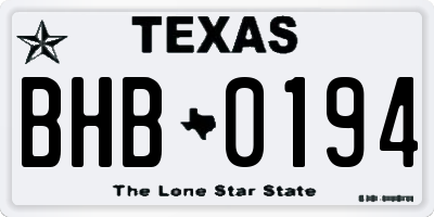 TX license plate BHB0194