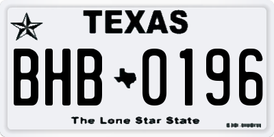 TX license plate BHB0196
