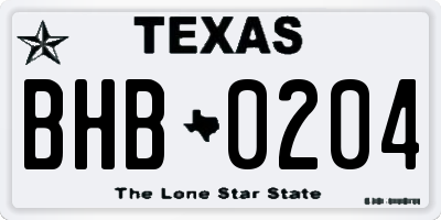 TX license plate BHB0204