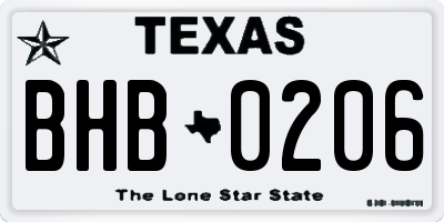 TX license plate BHB0206